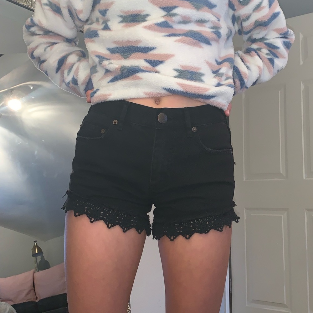 Free people black denim shorts